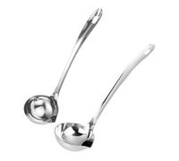 LABRIMP 2pcs Stainless Steel Soup Ladle with Pour Spout for Efficient Oil Separation Fat Separator Cooking Spoon with Ergonomic Handle Healthy Low-Fat Meal Prep Tool
