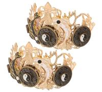 LABRIMP 2pcs Taiji Pattern Alloy Hair Crown Vintage Chinese Hair Accessories Lightweight Comfortable to Wear for Personal Enlightenment and Spiritual Gatherings