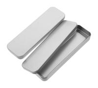 LABRIMP 2pcs Tinplate Pencil Box for Students with Moisture-Resistant Feature and Stylish Silver Rectangular Design, for Organizing Stationery the Go at School