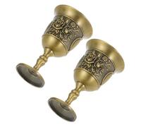 LABRIMP 2pcs Vintage Embossed Zinc Alloy Goblet Artistic Drinking Vessel for Holiday Celebrations Elegant Palace Style Home Decor