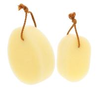 LABRIMP 2pcs Yellow Bath Sponge for Body Cleaning with Oval Shaped Soft Sponge Material and Portable Design, Create Rich Lathers for Shower Use