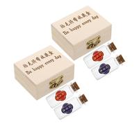 LABRIMP 2set Wooden Hair and Umbilical Cord Keepsake Box Newborn Memory Organizer for First Haircut Curl and Souvenir Storage Decorative Keepsake Container