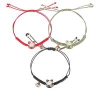 LABRIMP 3 Pcs Adjustable Ceramic Cat Bracelets with Bell for Luck and Wrist Decor, Minimalist Style Suitable for Casual and Formal Events, Japanese Lucky Cat Charm Souvenir