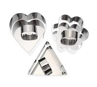 LABRIMP 3 Sets Stainless Steel Biscuit Molds Baking Accessories with Heart Flower Triangle Shapes Reusable Cookie Cutters for DIY Pastry and Cookie Baking