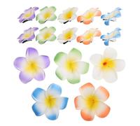 LABRIMP 30pcs Plumeria Flower Hair Clips Artificial Tropical Hair Accessories with White Edged Orange Orange Blue Purple Green for Women Summer Festivals Weddings Beach Parties