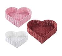 LABRIMP 3pcs Heart Shaped Paper Rope Basket Handwoven Vanity Organizer Tray for Jewelry Cosmetics Keys Decorative Desktop Storage for Home Office Nursery
