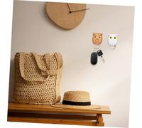 LABRIMP 3pcs Magnetic Owl Key Holders Plastic Wall Hooks for Hanging Keys Secure Adhesive Mount Black White and Colors