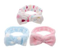 LABRIMP 3pcs Makeup Hair Band Remover Headband Coral Fleece Bowknot Elastic Facial Headband without Shedding Organize Hair Practical Everyday Accessory for Most People