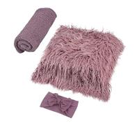 LABRIMP 3pcs Photography Props Set with Blanket, Swaddle Cloth, and Headband for Newborn Photoshoot, Photo Accessory for Studio and Home Use