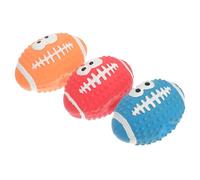 LABRIMP 3pcs Squeaky Latex Rugby Ball Dog for Outdoor Play Bite-resistant Interactive Chew for Medium Pet Dogs for Outdoor Playing Random Color