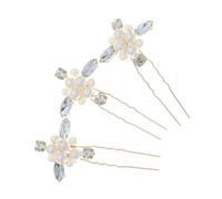 LABRIMP 3Pcs Wedding Hair Pins Bridal Rhinestone Flower Hair Piece U-shaped Gold Hairpin Elegant Bridal Accessories for Party Banquet and Special Occasions