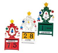 LABRIMP 3pcs Wooden Christmas Calendars Set Stylish Home Decorations with Cartoon Design DIY English Learning Winter Ornaments White Red Green for Holiday Countdown