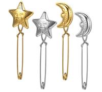 LABRIMP 4 Pcs Stainless Steel Tea Strainers for Loose Leaf Tea Star and Moon Design Long Handle Infuser Spoons for Home Office Hotel Brewing