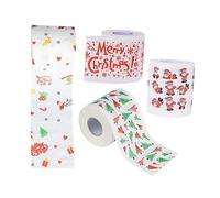 LABRIMP 4 Rolls Christmas Pattern Disposable Toilet Paper Tissue Soft Dinner Napkins with Strong Absorption Smooth No Fade Colored Paper for Holiday Party Decoration and Kitchen Accessory