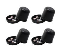 LABRIMP 4 Sets of Thicken Black Abs Dice Cups with Covers and 5 Dices, Broken-resistant Design for Ktv Funny Games and Bar Entertainment