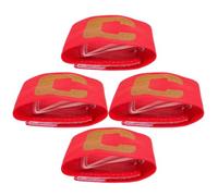 LABRIMP 4pcs Adjustable Football Captain Armband with Lightweight Polyester Material, Convenient Red Arm Band for Soccer and Basketball Players, for Team Training and Matches