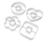 LABRIMP 4pcs Assorted Stainless Steel Donut Cookie Cutters Set with Heart Round Square and Flower Shapes, Easy to Use and Heat Resistant Baking Tool for DIY Cutter Molds Activities