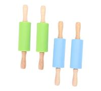 LABRIMP 4Pcs Baking Rolling Pins with Handles Silicone Rollers Non Stick Pastry Cooking Tools for Dough Rolling in Blue and Aqua Kitchen Accessories for Home Bakers