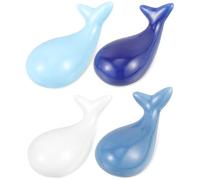 LABRIMP 4pcs Ceramic Whale Chopstick Holders Smooth Surface for Dining Table Decor, Elegant Whale Shape Chopstick Racks and Cutlery Holders