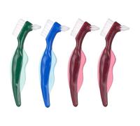 LABRIMP 4pcs Denture Brush Set for False Teeth with Dual-Sided Design, Hard Nylon Bristles and Anti-Slip Plastic Handle, Targeted Cleaning Tool for Adults and Elderly During Travel