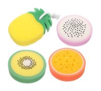 LABRIMP 4pcs Fruit Shaped Bath Shower Sponge Body Scrubber Soft Sponge Exfoliating Gentle on Skin Cute Style for Variety of Settings