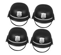 LABRIMP 4pcs Helmet Lightweight Plastic Costume Hats for Role Play Halloween Stage Performance British Bobby Style with Badge for Boys