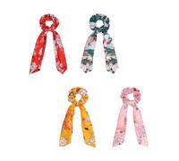 LABRIMP 4pcs Long Tail Hair Ropes Bunny Ear Hair Ties Ponytail Holder Made of Silk and Elastic Rope Comfortable Touching with Stretch and Fit for Exercise and Hiking