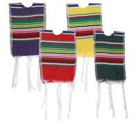 LABRIMP 4pcs Mexican Style Beer Bottle Covers Cotton Decorative Ponchos Assorted Colour Stripes for Cinco De Mayo Party and Photo Taking