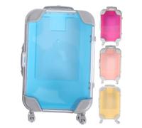 LABRIMP 4pcs Mini Luggage Shape Travel Makeup Organizer Boxes Lightweight False Eyelash Storage Case with Pull Rod and Wheels for Women Cosmetic Jewelry