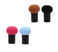 LABRIMP 4pcs Mushroom Shaped Portable Powder Puff Set for Facial Makeup, Suitable for Wet and Dry Use, Washable Plastic Cosmetic Puff in Assorted Colours for Everyday Use Random Color