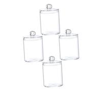 LABRIMP 4pcs Transparent Cotton Swab Storage Jars with Sealing Lids Multi-function Organizer Boxes for Makeup Cosmetics Bathroom Dustproof Containers