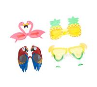 LABRIMP 4pcs Tropical Party Sunglasses Flamingo Lemon Pineapple Fun Summer Accessories for Beach Parties and Photo Props Novelty Sunglasses for Adults