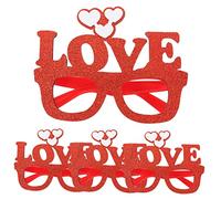 LABRIMP 4pcs Valentines Party Glasses Frames Red Love Photo Prop Eyeglasses for Women Festival Decoration Break Resistant Chic Design for Unique Photo Moments