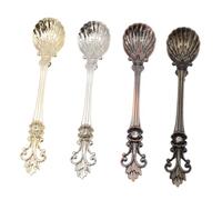 LABRIMP 4Pcs Vintage Alloy Dessert Spoons Honey Mixing Spoons for Coffee Tea Polished Multi Color Stirrers for Beverages and Cakes