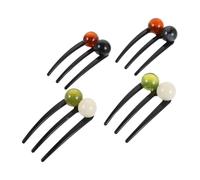 LABRIMP 4pcs Vintage French Hair Pin Combs with Beaded Prongs Prong Updo Hair Sticks for Womens Bun Styling Elegant Green White and Black Accessories for Wedding and Daily Hairstyles