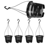 LABRIMP 5 Sets Black Plastic Hanging Plant Pots with Hook for Orchids and Indoor Plants, Practical Root Control Flowerpots, Easy to Display, for Balcony and Indoor Garden Decoration