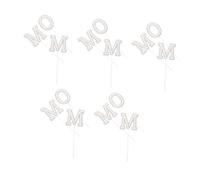 LABRIMP 5 Sets Elegant Pearl Mom Cake Decorations for Mother's Day Party Safe and Odor Baking Adornments Easy to Use and Cake Toppers and Photo Props