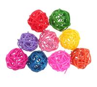 LABRIMP 50pcs Colourful Rattan Ball Parrot Chewing 3cm Grass Rattan | DIY Home Use, Spherical Wicker Craft Pieces, Packed 50 Pieces for Assorted Projects Random Color