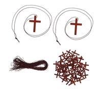 LABRIMP 50pcs Rustic Wooden Cross Charms with Heart-shaped Design and Predrilled for DIY Holiday Crafts Christmas Tree Decorations Religious Gifts Vintage Pendant