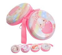 LABRIMP 5pcs Creative Animal Pattern Small Coin Purse with Zipper Portable Round Change Wallets for Adults Durable Iron Sheet Material Compact Coin Bag Box