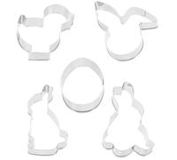 LABRIMP 5pcs Easter Stainless Steel Cookie Molds Creative Biscuit Cutters for Baking Reusable Cake Mold with Bunny and Chick Shapes Easy to Clean for Holiday Cookies and Pancakes