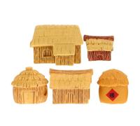 LABRIMP 5pcs Mini House Figurines Resin Decorations with Unique Countryside Villa Design and Wear Resistant Material for Bonsai and Succulent Home Decor or Windowsills