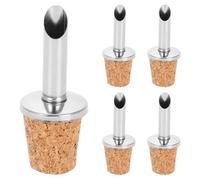 LABRIMP 5pcs Small Oil Bottle Pour Spouts with Angled Spout Design and Tight Seal, Stainless Steel and Wood Material for Easy Pouring, Suitable for Liquid and Wine, for Professional