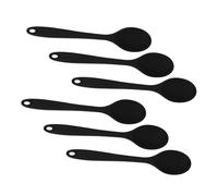 LABRIMP 6pcs Black Silicone Serving Spoons Heat Resistant Non-Stick Kitchen Utensils for Mixing Baking Stirring and Soup with Sealed Handle Design for Easy Cleaning
