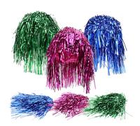 LABRIMP 6Pcs Colorful Girl Wig Set for Party Supply, Decorative Multi-Function Fake Hair Prop in Green, Rose Red, Blue - Festival and Carnival Hair Accessories for Women