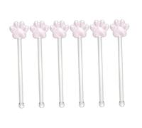 LABRIMP 6Pcs Glass Cat Claw Cocktail Stirrer Swizzle Sticks for Juice and Mixed Cocktails, Multifunctional Glass Stirring Rods with Assorted Colours, Easy to Clean Bar Tools