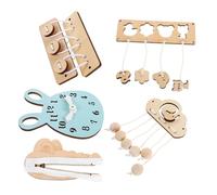 LABRIMP 6pcs Montessori Busy Board Set Wooden Sensory for Skill Development Creative DIY Play for Home Preschool Enhances Fine Motor Skills Cognitive Growth