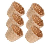 LABRIMP 6pcs Small Seagrass Basket Bamboo Woven Basket for Storage for Fruit Storage Lightweight Sturdy Farmhouse Organiser