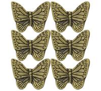 LABRIMP 6pcs Zinc Alloy Butterfly Cabinet Knobs Vintage Retro Single Hole Drawer Pull Handles with Easy Installation and Safe Touch for Wardrobe and Kitchen Dresser Revamps