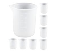 LABRIMP 8pcs Non-Stick Silicone Measuring Cups with Precise Scale for Epoxy Resin Craft Mixing Flexible Thickened Material for DIY Paint Pouring Jewelry Making Waxing and Art Supplies